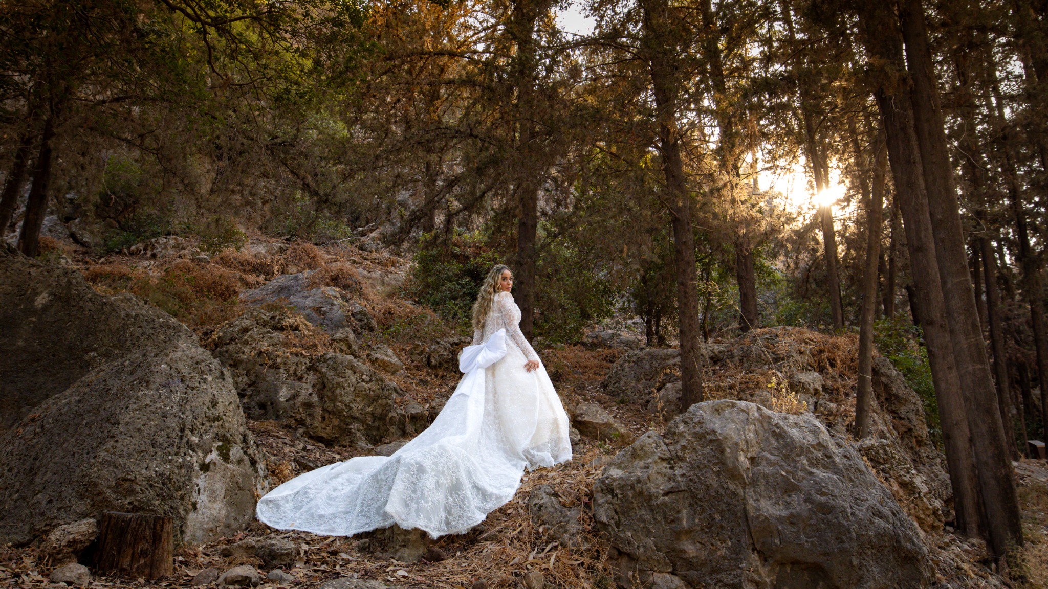 Bride in a forest, photograph by JO LOOK